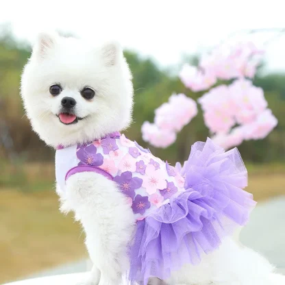 Cute Tutu Floral Dress For Small Pets