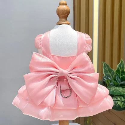 Shiny Princess Pet Dress with Big Bow Decor - Image 2