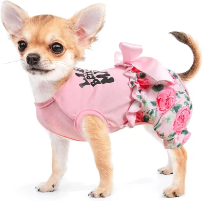 Pink Floral Pet Dress with Bowknot - Image 8