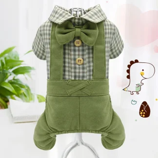 Plaid Print Pet Clothes with Collar