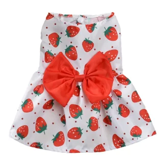 Buttoned Printed Pet Dress with Bow Decor