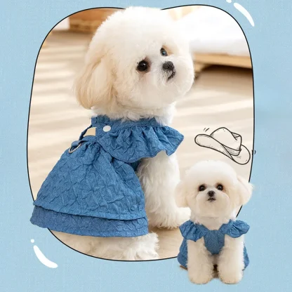 Cute Ruffle Denim Dresse for Pets - Image 4