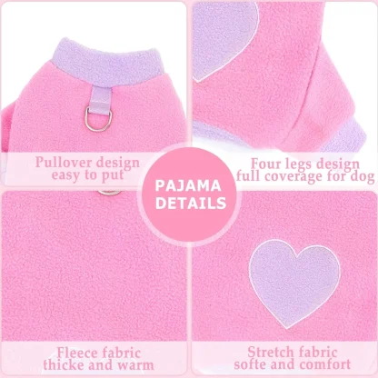 Heart Pattern Pajamas for Small Pets - Image 3