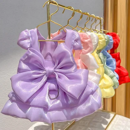 Shiny Princess Pet Dress with Big Bow Decor - Image 6