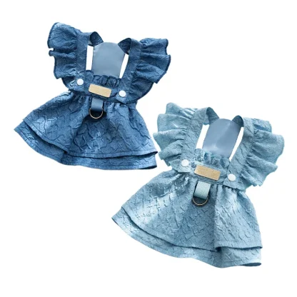 Cute Ruffle Denim Dresse for Pets - Image 2