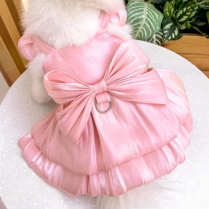 Shiny Princess Pet Dress with Big Bow Decor - Image 8