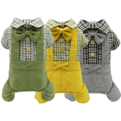 Plaid Print Pet Clothes with Collar - Image 2