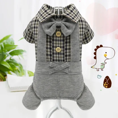 Plaid Print Pet Clothes with Collar - Image 5