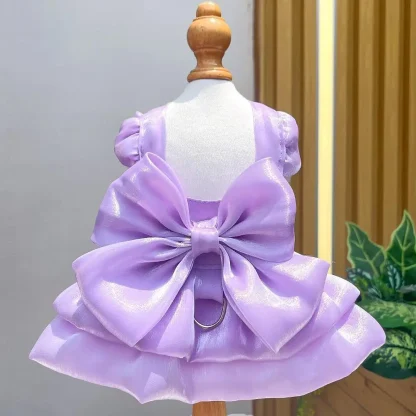 Shiny Princess Pet Dress with Big Bow Decor - Image 3